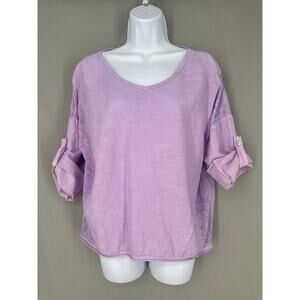 Kaktus Top Womens Small Purple Linen Beachy Coastal Lagenlook Lavender Pastel